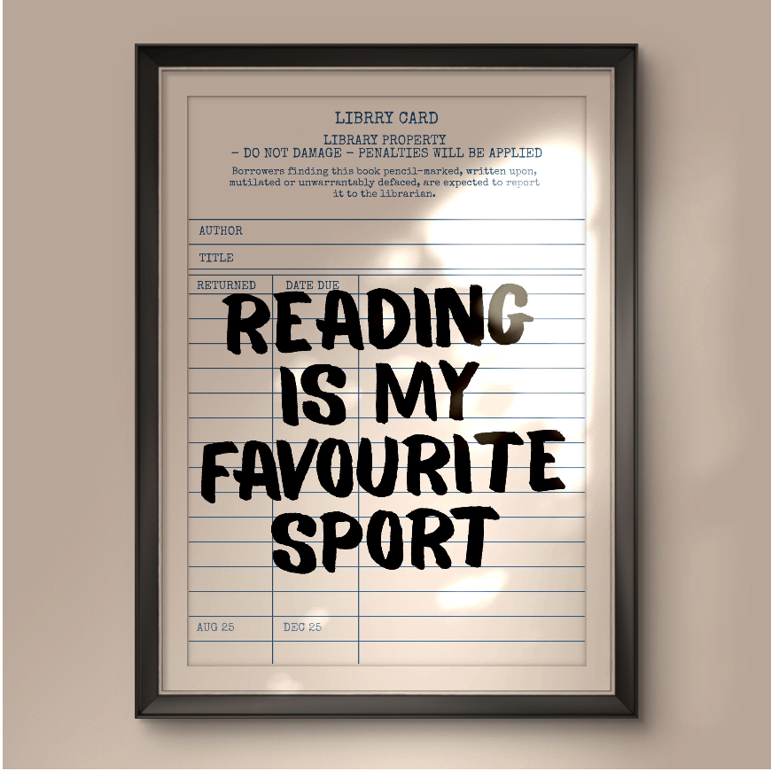 Reading is My Favourite Sport Library Card Print
