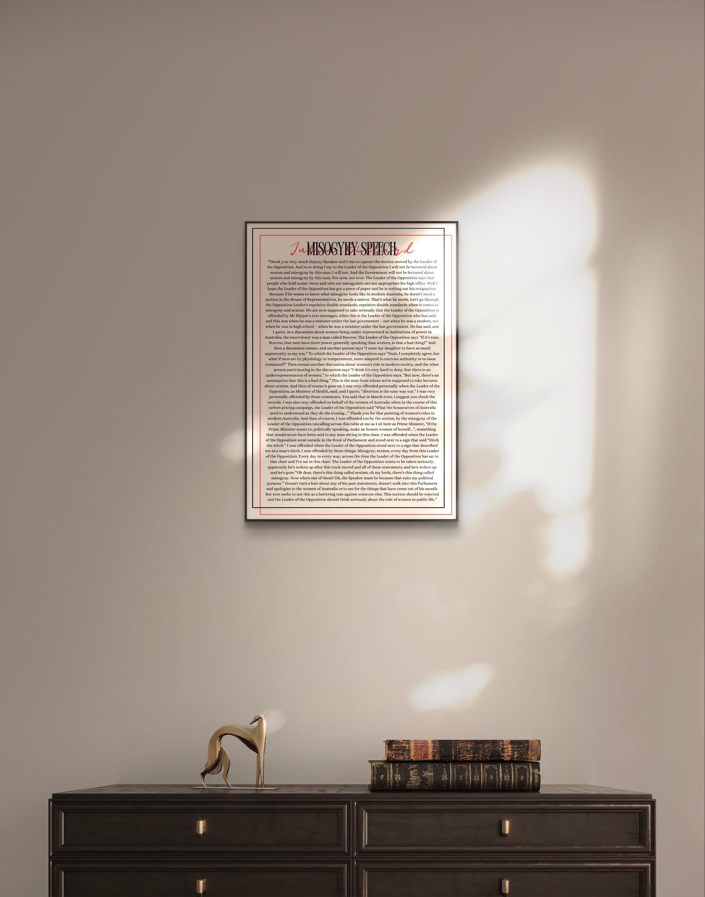 Julia Gillard Famous Misogyny Speech Print