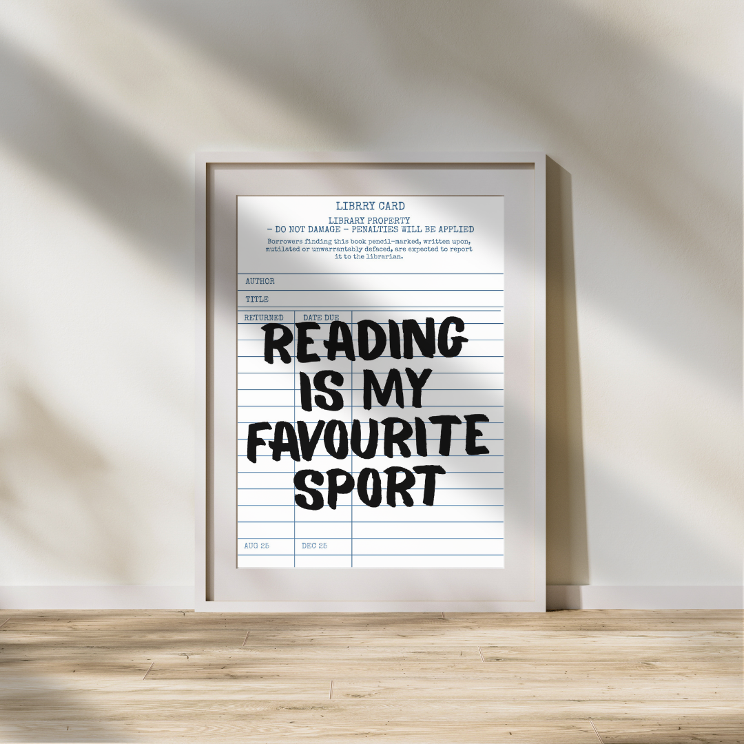 Reading is My Favourite Sport Library Card Print